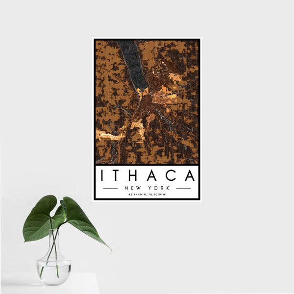 Ithaca - New York Map Print in Ember