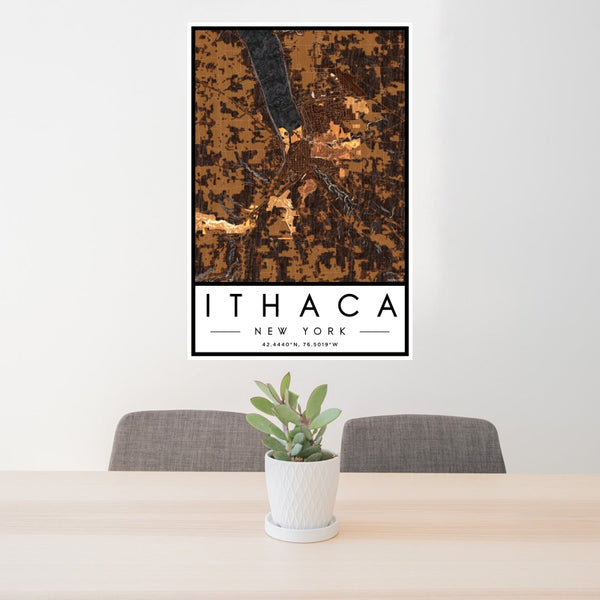 Ithaca - New York Map Print in Ember