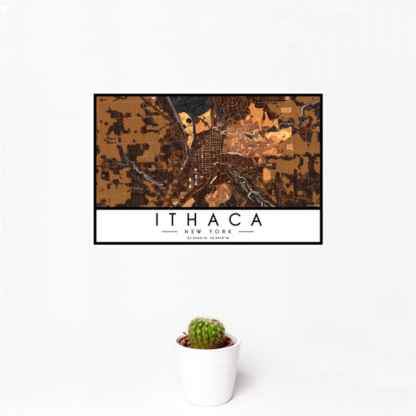 Ithaca - New York Map Print in Ember