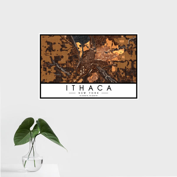 Ithaca - New York Map Print in Ember