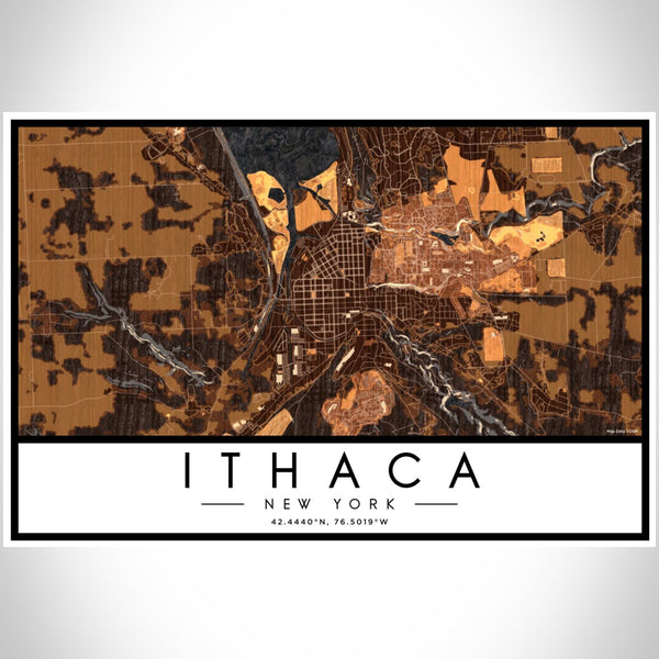 Ithaca - New York Map Print in Ember