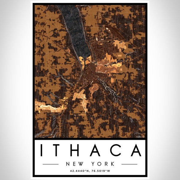 Ithaca - New York Map Print in Ember