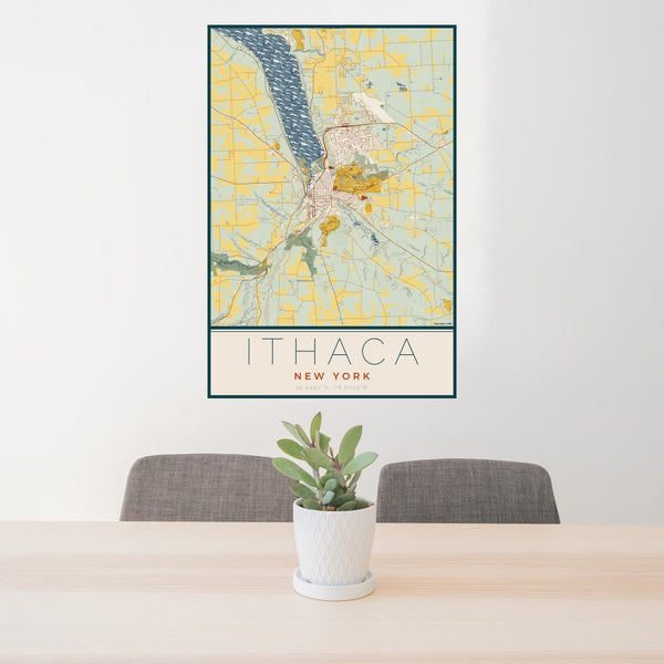 Ithaca - New York Map Print in Woodblock