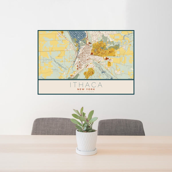 Ithaca - New York Map Print in Woodblock
