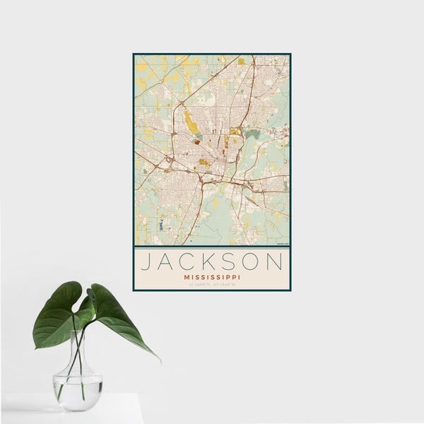 Jackson - Mississippi Map Print in Woodblock