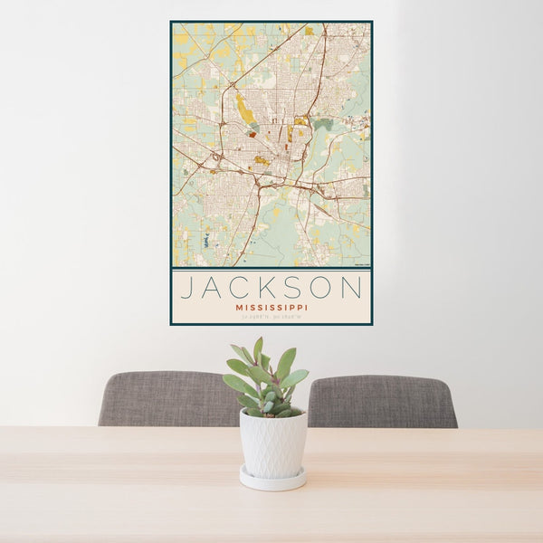 Jackson - Mississippi Map Print in Woodblock