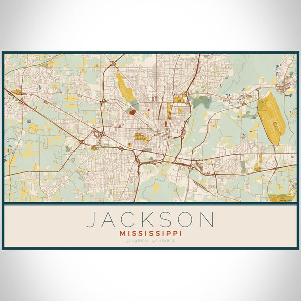 Jackson - Mississippi Map Print in Woodblock