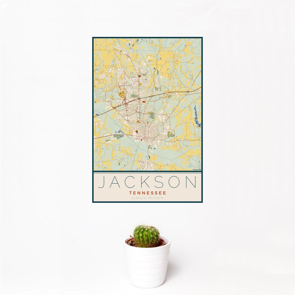Jackson - Tennessee Map Print in Woodblock