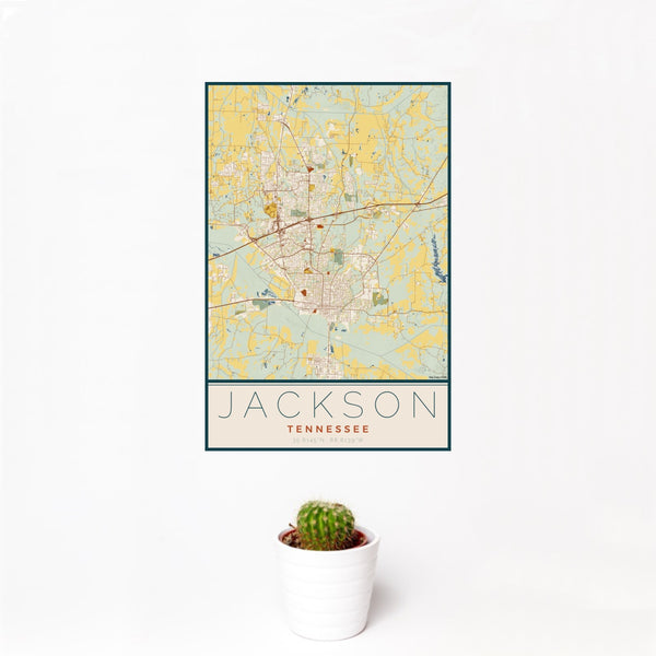 Jackson - Tennessee Map Print in Woodblock