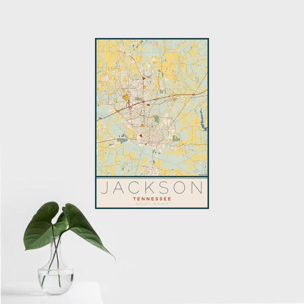 Jackson - Tennessee Map Print in Woodblock