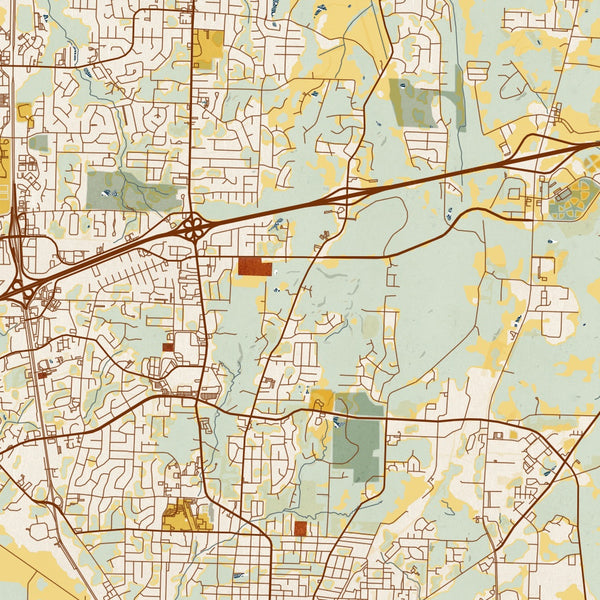 Jackson - Tennessee Map Print in Woodblock