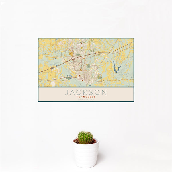 Jackson - Tennessee Map Print in Woodblock