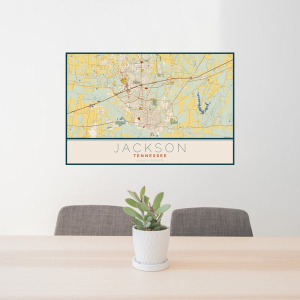 Jackson - Tennessee Map Print in Woodblock