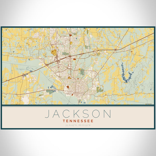 Jackson - Tennessee Map Print in Woodblock