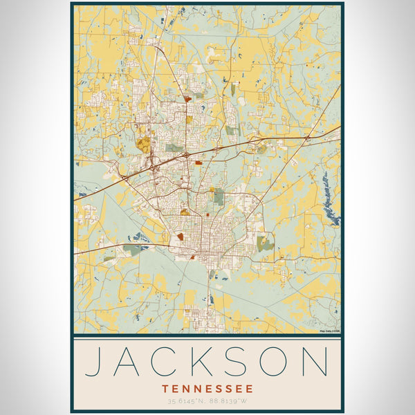 Jackson - Tennessee Map Print in Woodblock
