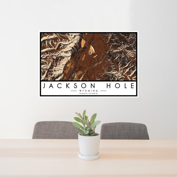 Jackson Hole - Wyoming Map Print in Ember