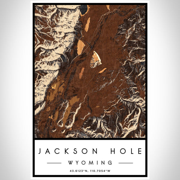 Jackson Hole - Wyoming Map Print in Ember