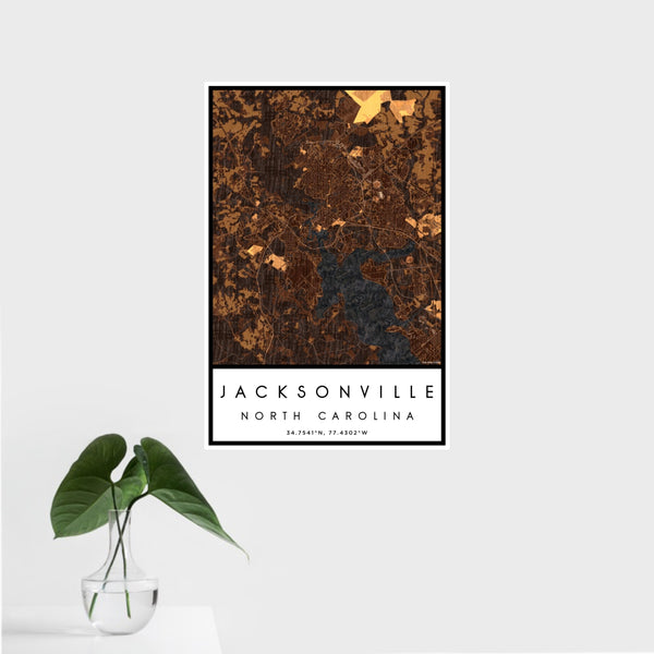 Jacksonville - North Carolina Map Print in Ember