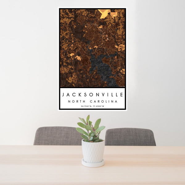 Jacksonville - North Carolina Map Print in Ember