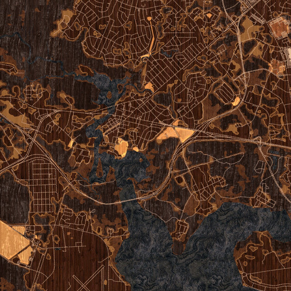 Jacksonville - North Carolina Map Print in Ember