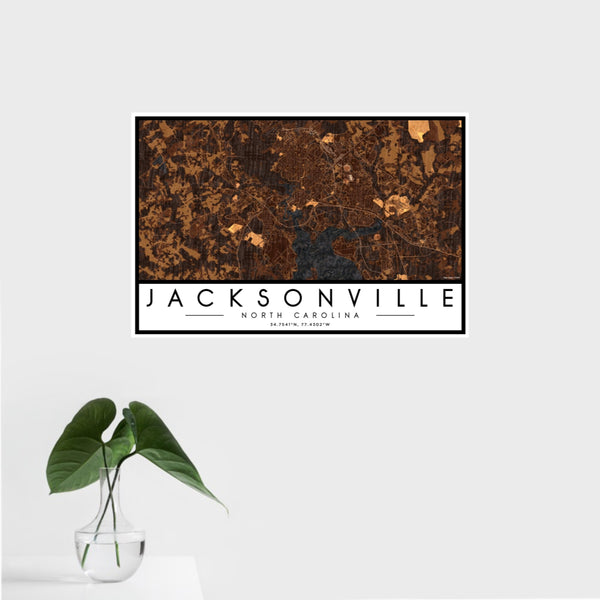 Jacksonville - North Carolina Map Print in Ember