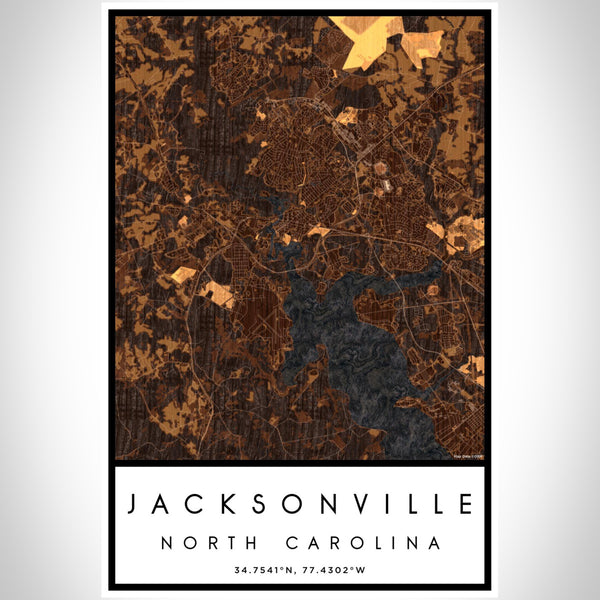 Jacksonville - North Carolina Map Print in Ember