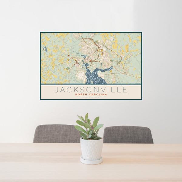 Jacksonville - North Carolina Map Print in Woodblock