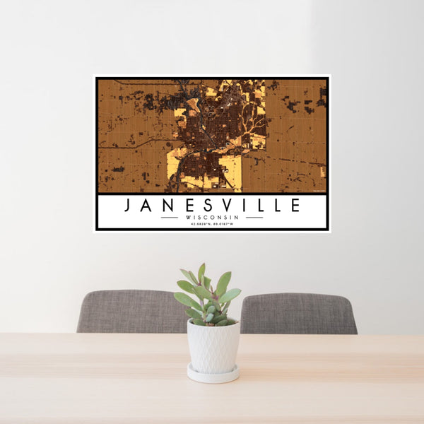 Janesville - Wisconsin Map Print in Ember