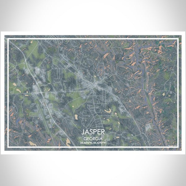 Jasper Georgia Map Print Landscape Orientation in Afternoon Style With Shaded Background