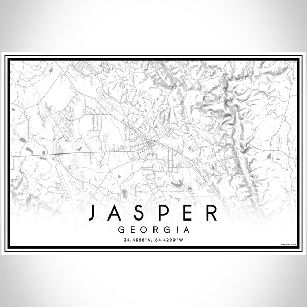 Jasper Georgia Map Print Landscape Orientation in Classic Style With Shaded Background