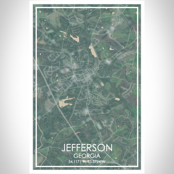 Jefferson Georgia Map Print Portrait Orientation in Afternoon Style With Shaded Background