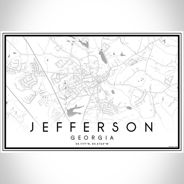 Jefferson Georgia Map Print Landscape Orientation in Classic Style With Shaded Background