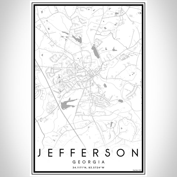 Jefferson Georgia Map Print Portrait Orientation in Classic Style With Shaded Background