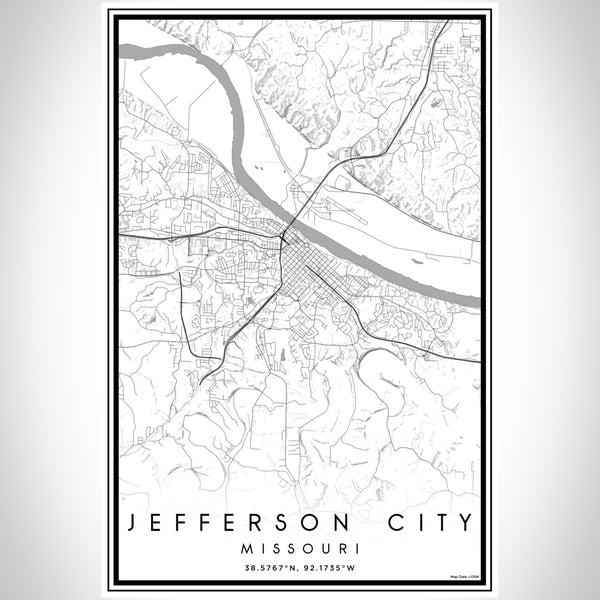 Jefferson City Missouri Map Print Portrait Orientation in Classic Style With Shaded Background