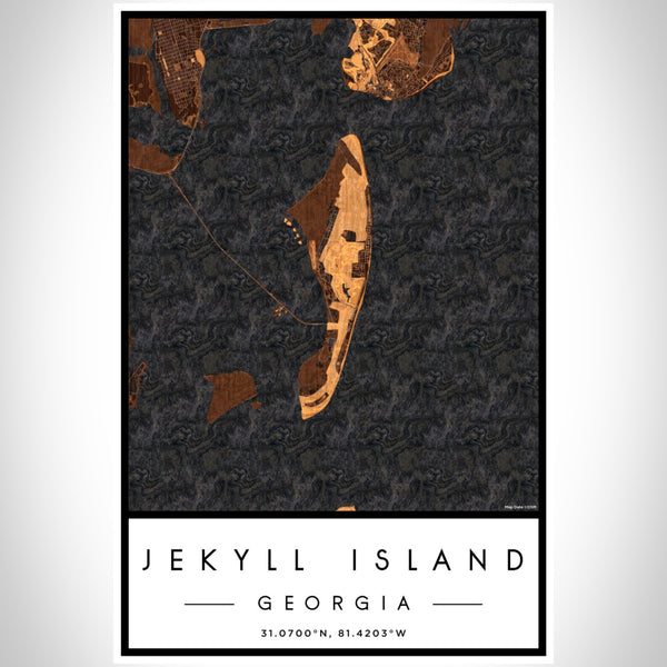 Jekyll Island - Georgia Map Print in Ember