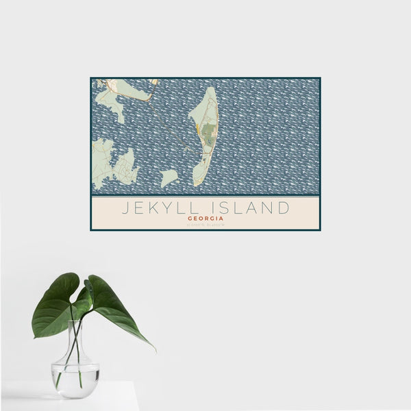 Jekyll Island - Georgia Map Print in Woodblock