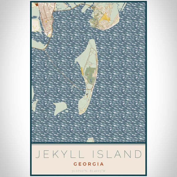 Jekyll Island - Georgia Map Print in Woodblock