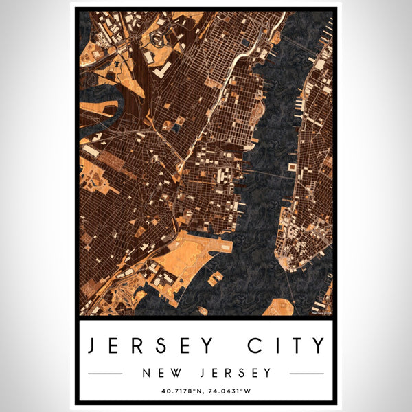 Jersey City - New Jersey Map Print in Ember