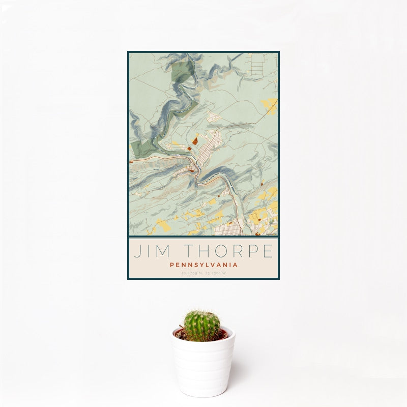Jim Thorpe - Pennsylvania Map Print in Woodblock
