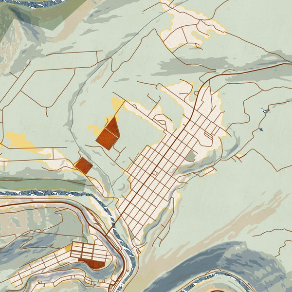 Jim Thorpe - Pennsylvania Map Print in Woodblock