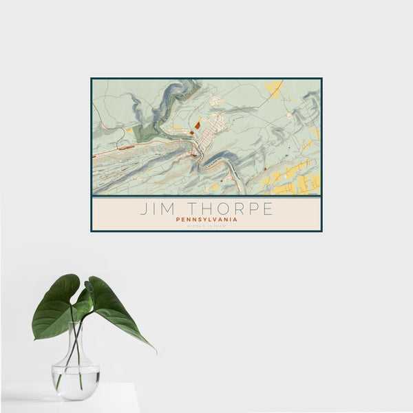 Jim Thorpe - Pennsylvania Map Print in Woodblock