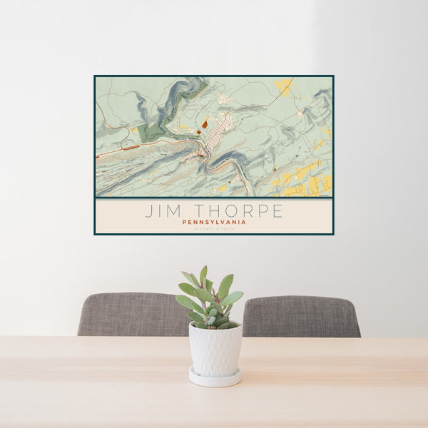 Jim Thorpe - Pennsylvania Map Print in Woodblock