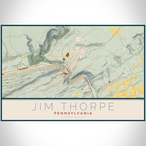 Jim Thorpe - Pennsylvania Map Print in Woodblock