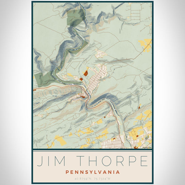 Jim Thorpe - Pennsylvania Map Print in Woodblock