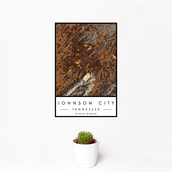 Johnson City - Tennessee Map Print in Ember