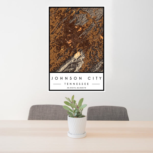 Johnson City - Tennessee Map Print in Ember