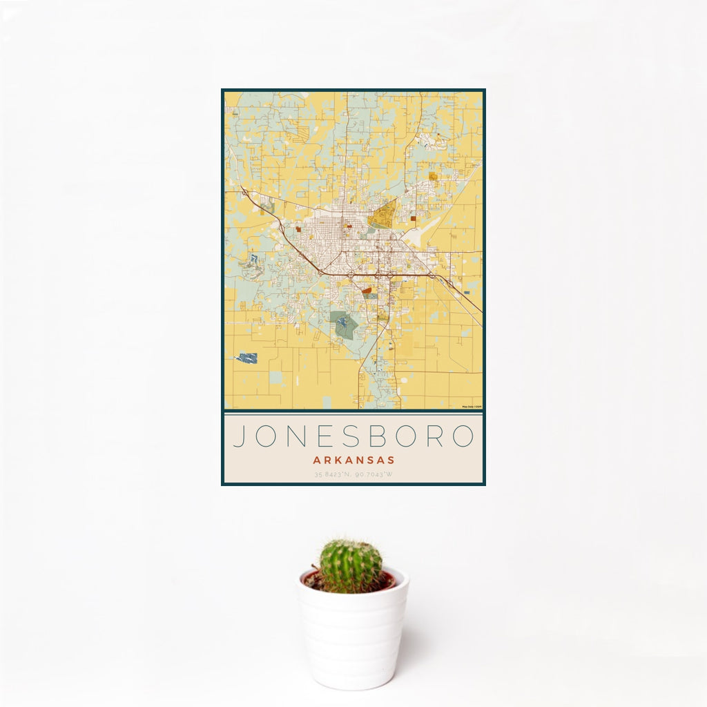 Jonesboro - Arkansas Map Print in Woodblock