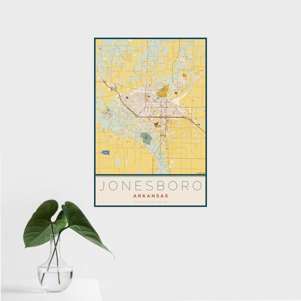 Jonesboro - Arkansas Map Print in Woodblock