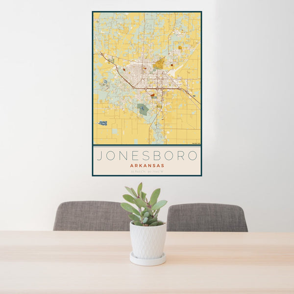 Jonesboro - Arkansas Map Print in Woodblock