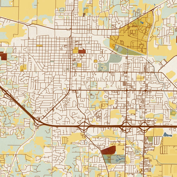 Jonesboro - Arkansas Map Print in Woodblock